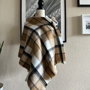 NEW TORRID Oversized  Scarf So Camel Black Plaid Oblong
